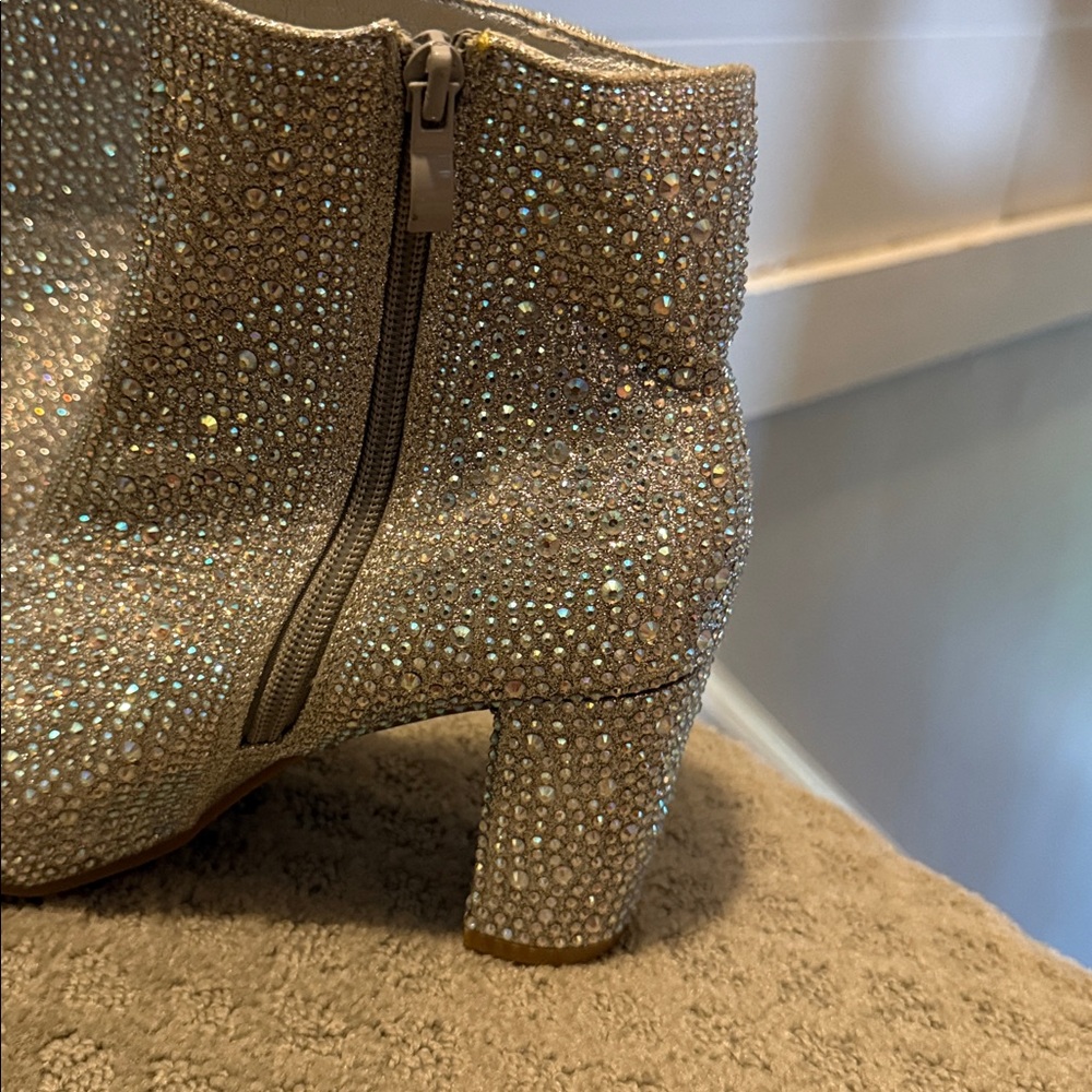 Silver Rhinestone Ankle Boots - Picture 4 of 4